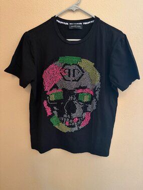 Phillip Plein T shirt, women's medium black.